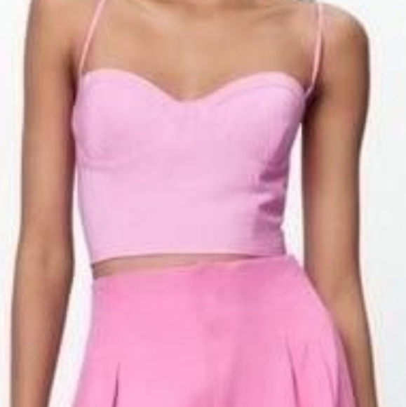 Zara Barbie Pink Lace-up Open Back Bustier Crop Top Size XS - Picture 2 of 10